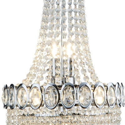Kroonluchter Louis Phillipe 6Lt Chrome Metal & Crystal by Searchlight