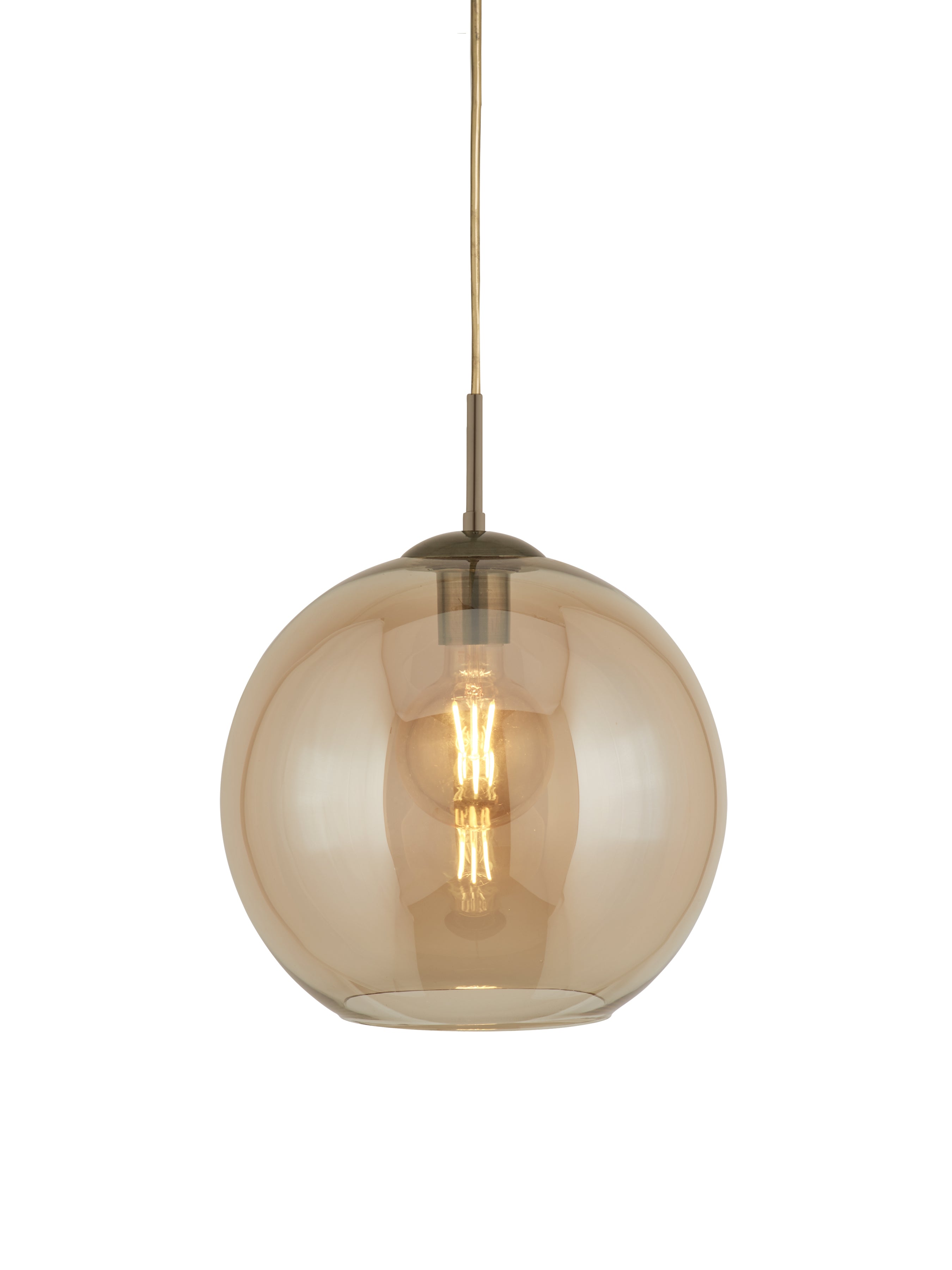 Balls  Pendant  - Antique Brass Metal & Amber Glass