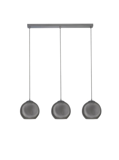 Balls  3Lt Bar Pendant - Chrome Metal & Smoked Glass