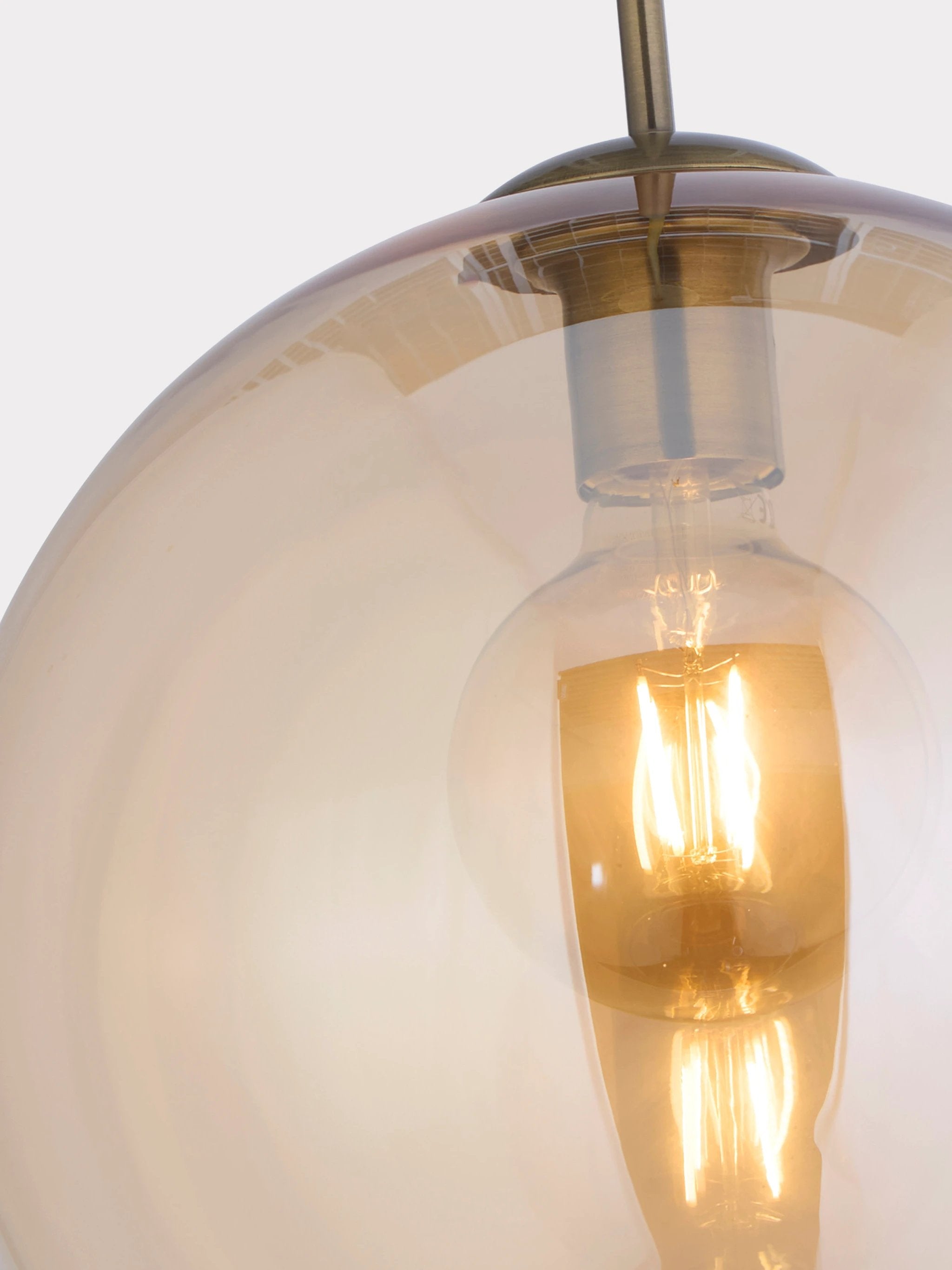 Hanglamp Balls - Antique Brass Metal & Amber Glass by Searchlight