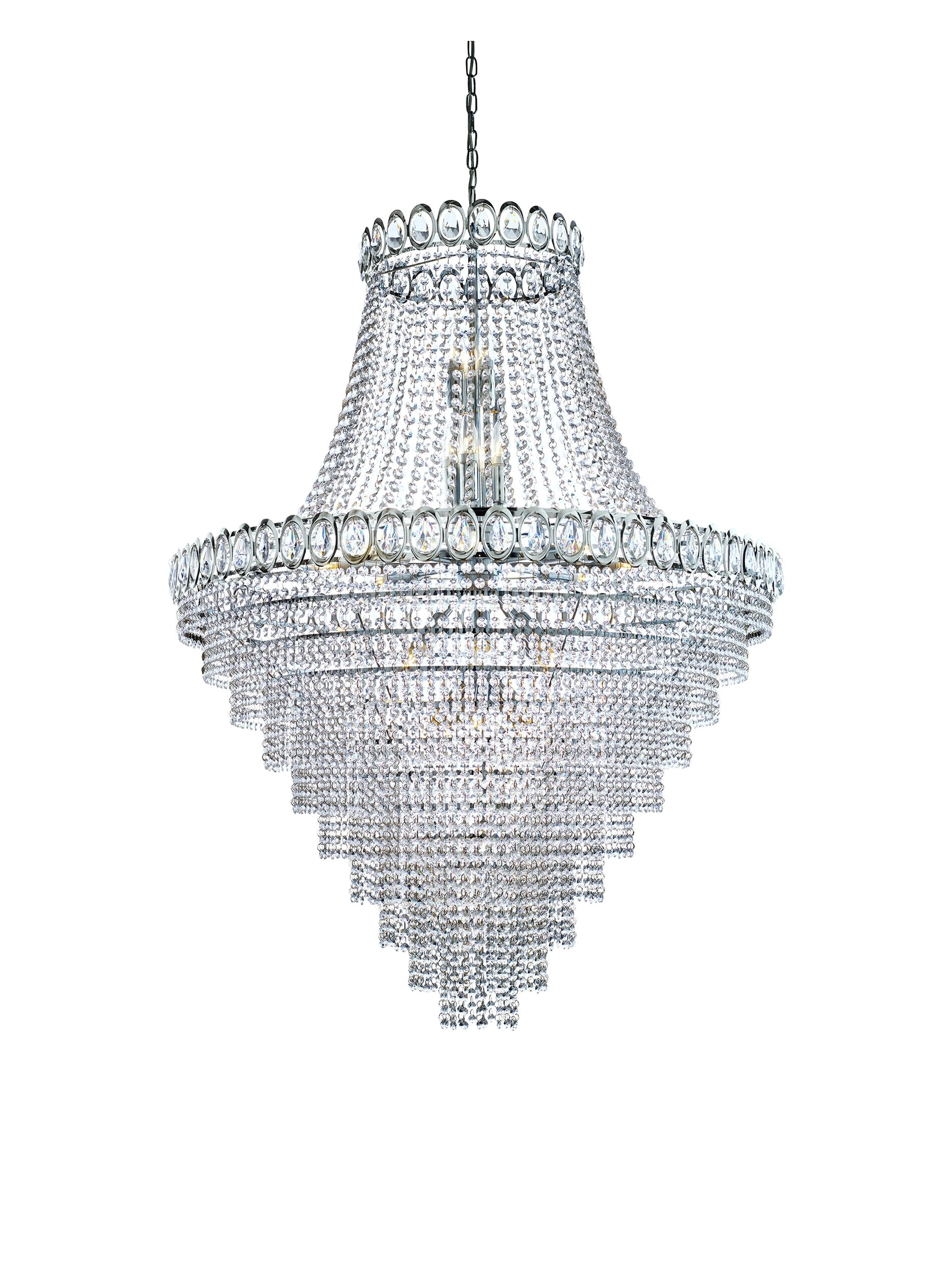 Kroonluchter Louis Phillipe 28Lt Chrome Metal & Crystal by Searchlight