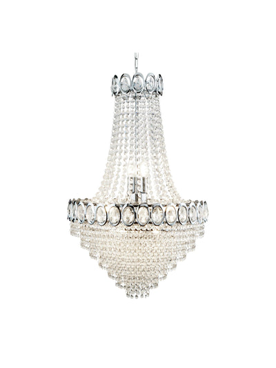 Kroonluchter Louis Phillipe 11Lt Chandelier Chrome Metal & Crystal by Searchlight