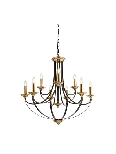 Kroonluchter Belfry 9Lt Dark Bronze & Brown Metal by Searchlight