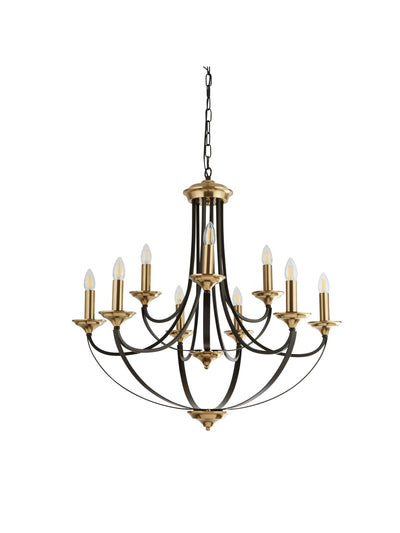 Kroonluchter Belfry 9Lt Dark Bronze & Brown Metal by Searchlight