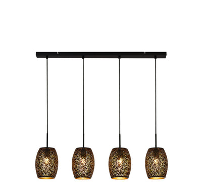 Hanglamp Laser 4Lt Black & Gold Laser Cut Metal by Searchlight