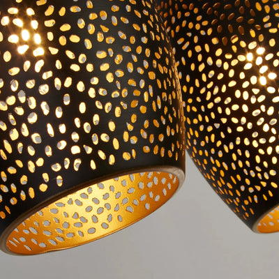 Hanglamp Laser 4Lt Black & Gold Laser Cut Metal by Searchlight