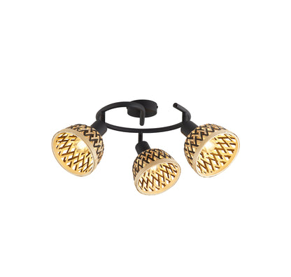 Lance 3Lt Round Spotlight - Black Metal & Bamboo Shade
