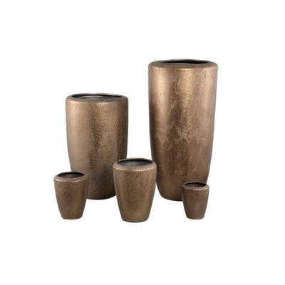Kyleigh Bronzen Ronde Keramische Pot Hoog XL by PTMD