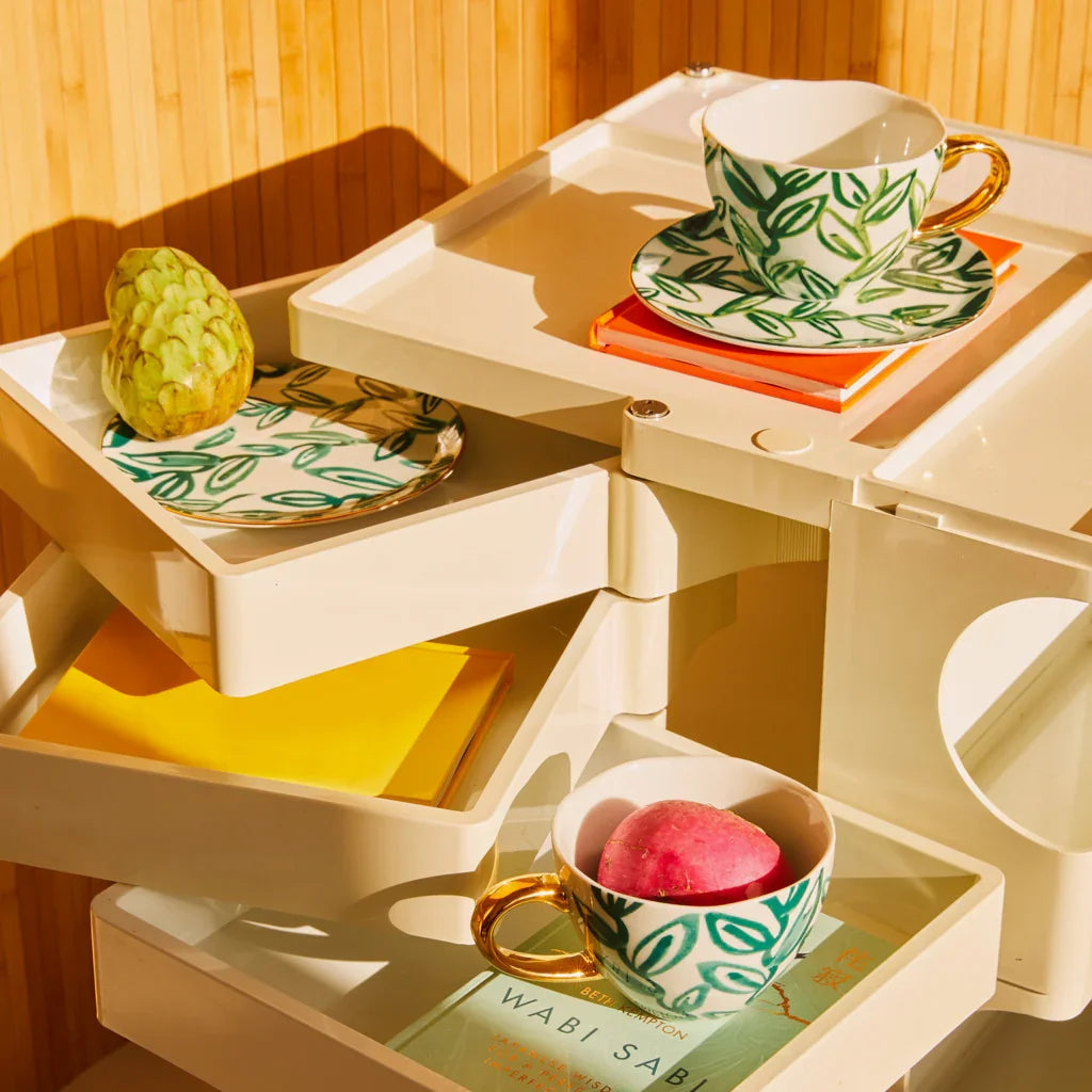 Good Morning kopje Cappuccino/Tea Leaves, Evergreen Sprig