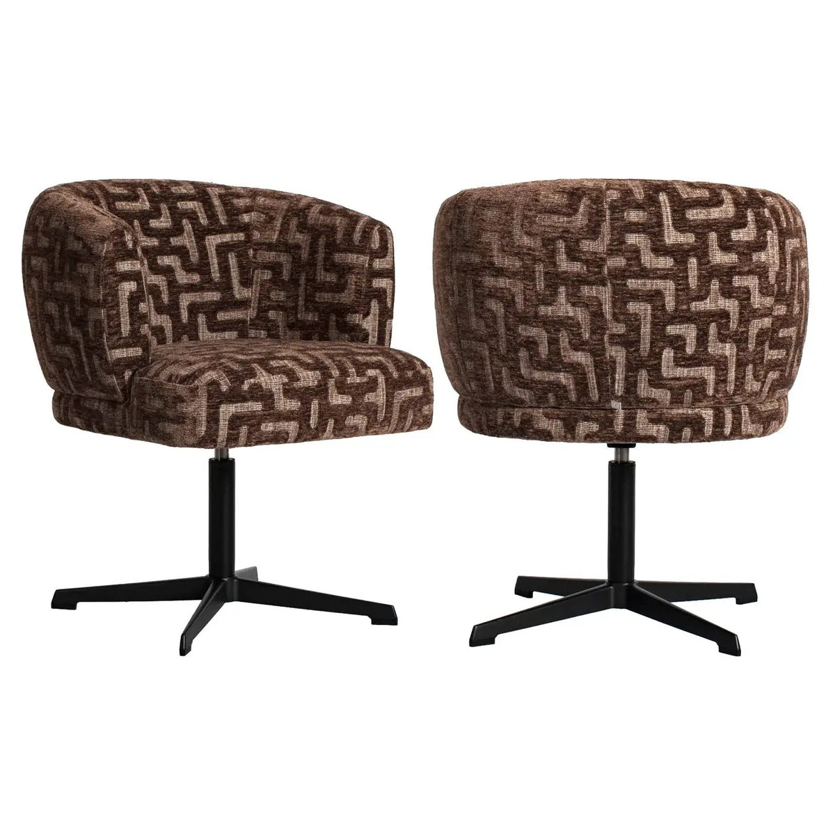 Eetkamerstoel Dinan bruin labyrint vlamvertragend - draaibaar by Richmond Interiors