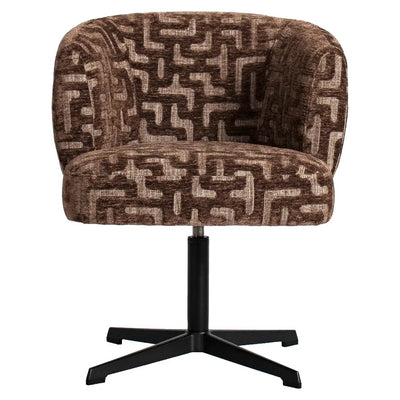 Eetkamerstoel Dinan bruin labyrint vlamvertragend - draaibaar by Richmond Interiors