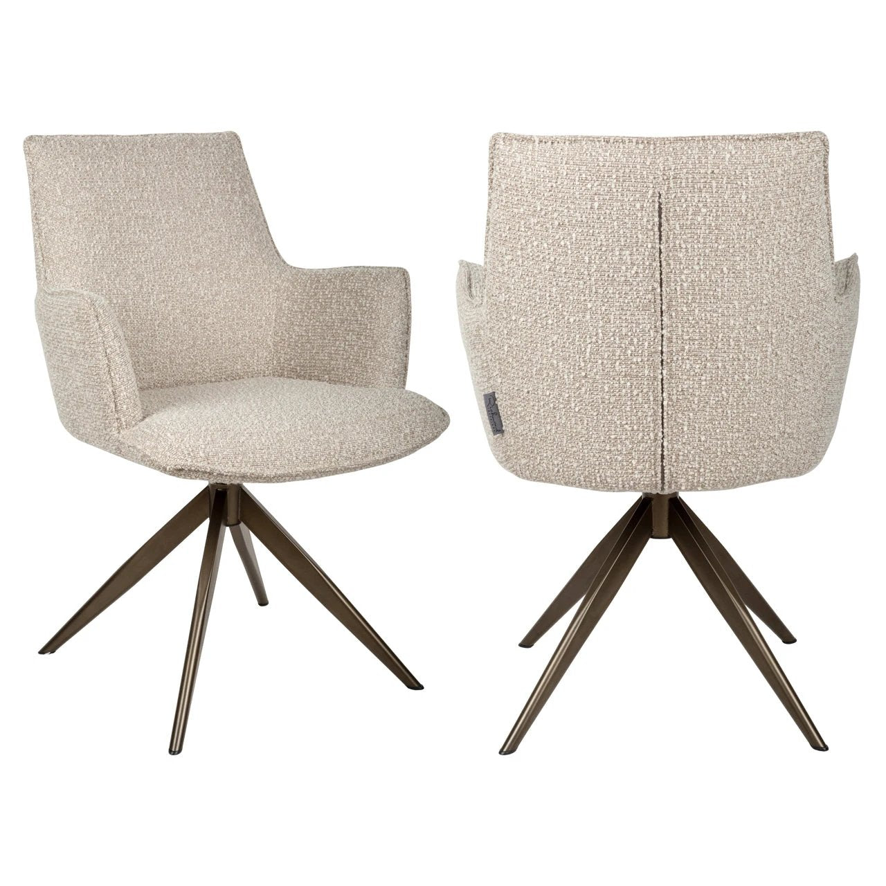 Eetkamerstoel Dakota naturel chunky draaibaar met armleuning by Richmond Interiors