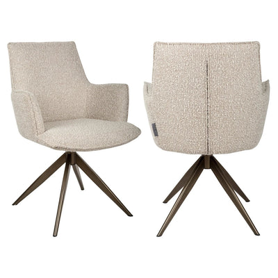 Eetkamerstoel Dakota naturel chunky draaibaar met armleuning by Richmond Interiors