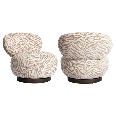 Loungestoel Jace beige tijgerprint draaibaar by Richmond Interiors