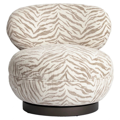 Loungestoel Jace beige tijgerprint draaibaar by Richmond Interiors