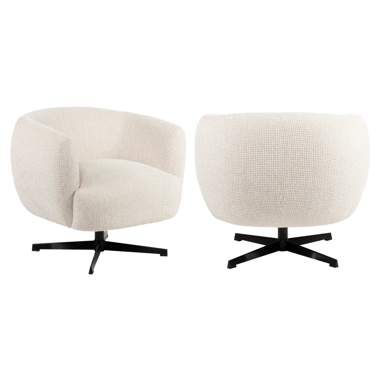Loungefauteuil Estelle beige blokweefsel draaibaar by Richmond Interiors