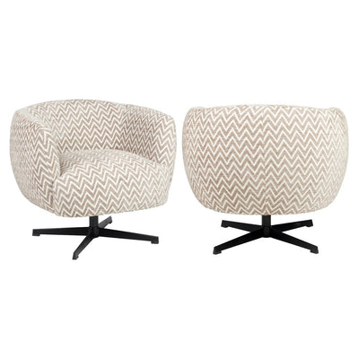 Loungestoel Estelle zandkleurig visgraat draaibaar by Richmond Interiors
