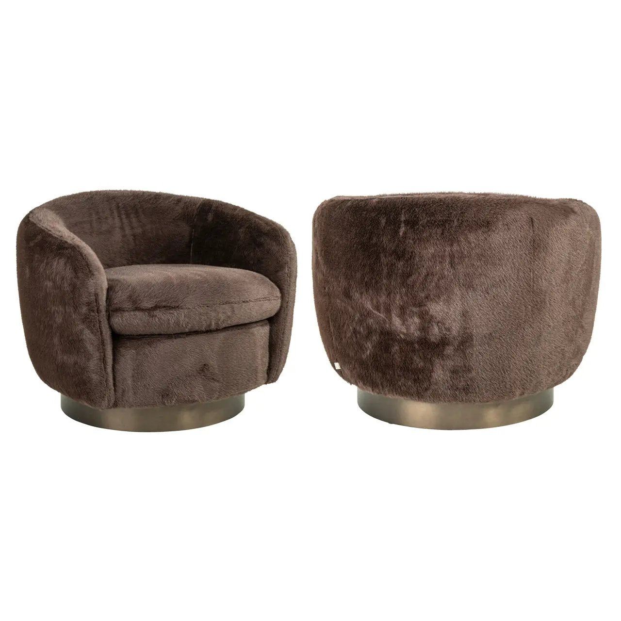 Loungefauteuil Colmar chocoladekleurig, pluizig, draaibaar by Richmond Interiors