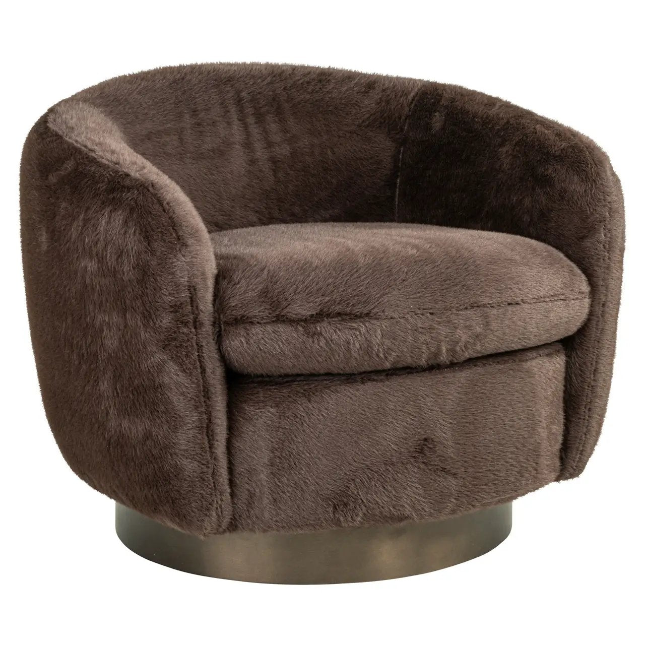 Loungefauteuil Colmar chocoladekleurig, pluizig, draaibaar by Richmond Interiors