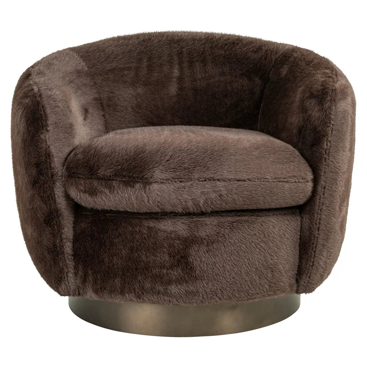 Loungefauteuil Colmar chocoladekleurig, pluizig, draaibaar by Richmond Interiors