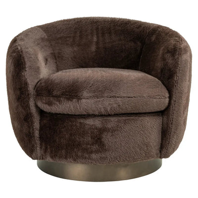 Loungefauteuil Colmar chocoladekleurig, pluizig, draaibaar by Richmond Interiors