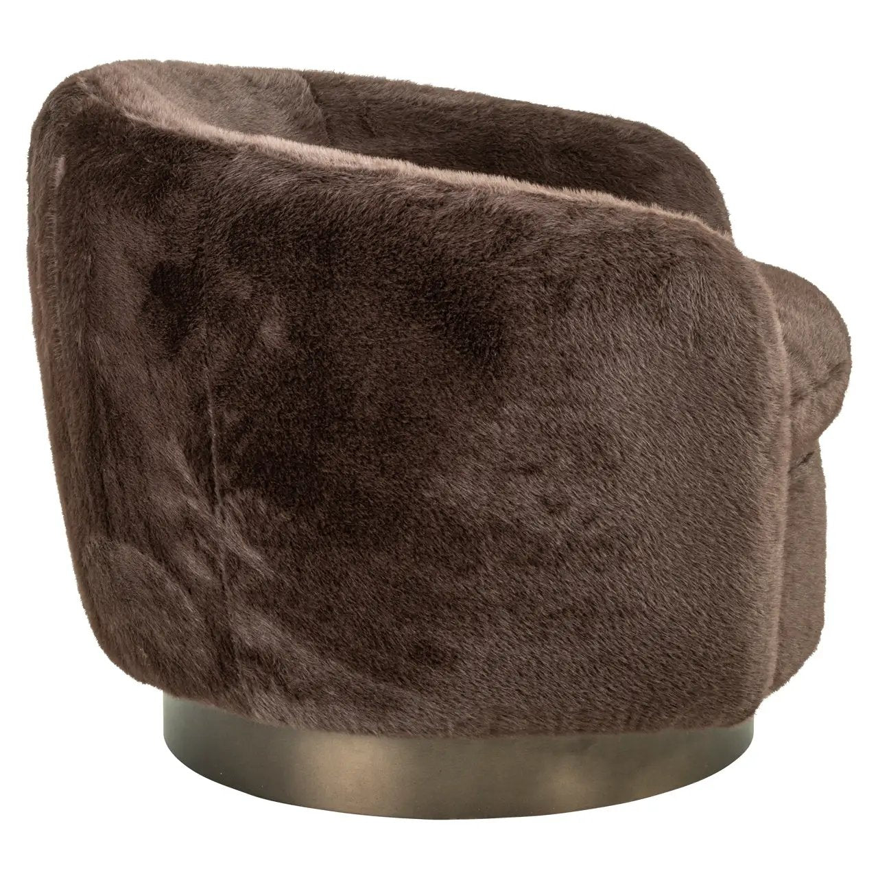 Loungefauteuil Colmar chocoladekleurig, pluizig, draaibaar by Richmond Interiors