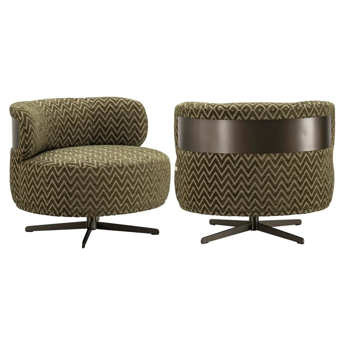 Loungestoel Lauren mos met chevronpatroon, draaibaar by Richmond Interiors