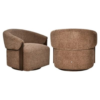 Loungestoel Marina bruin blockweave draaibaar brandvertragend by Richmond Interiors
