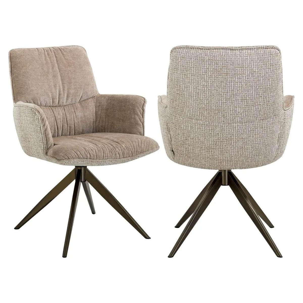 Eetkamerstoel Chase crème blokweefsel draaibaar by Richmond Interiors