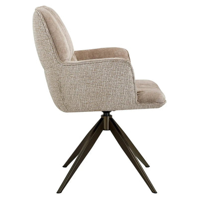 Eetkamerstoel Chase crème blokweefsel draaibaar by Richmond Interiors