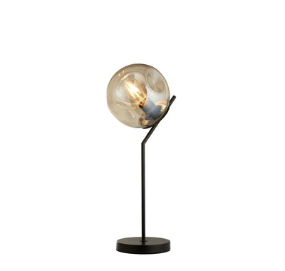 Tafellamp Punch - Black Metal & Champagne Punched Glass by Searchlight