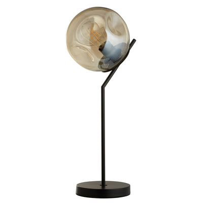 Tafellamp Punch - Black Metal & Champagne Punched Glass by Searchlight