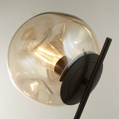 Tafellamp Punch - Black Metal & Champagne Punched Glass by Searchlight