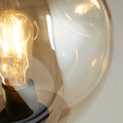 Punch Floor Lamp - Black Metal & Champagne Punched Glass