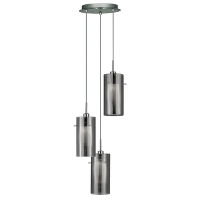 Hanglamp Duo II 3Lt getrapt - Satin Silver & Smoked Glass by Searchlight