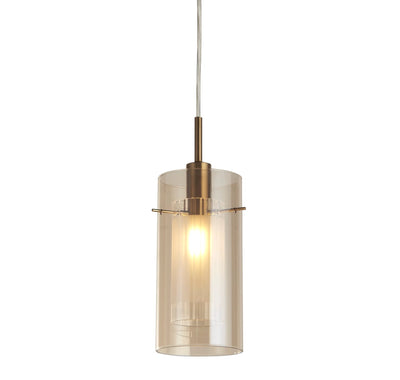 Hanglamp Duo III - Bronze Metal & Champagne Glass by Searchlight