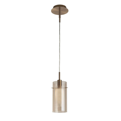 Hanglamp Duo III - Bronze Metal & Champagne Glass by Searchlight