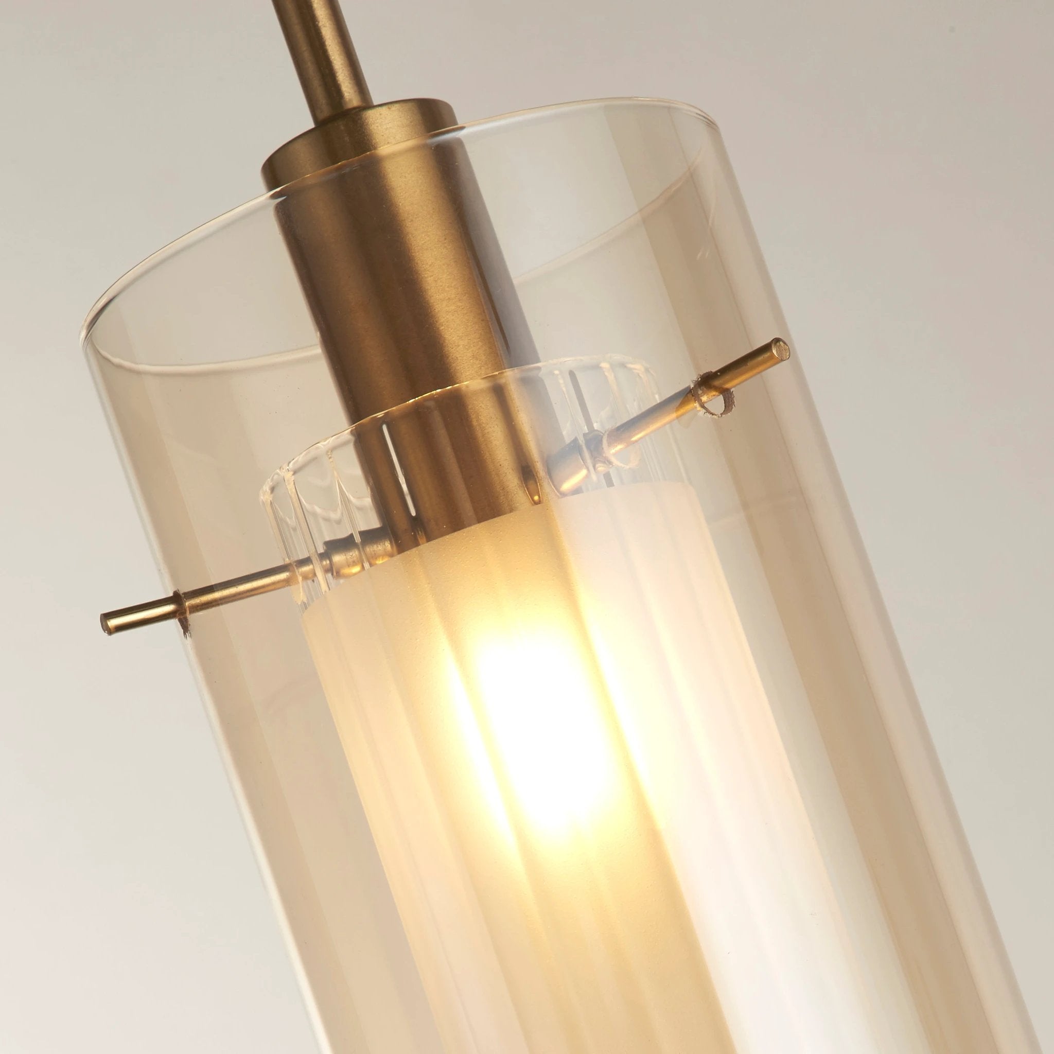 Hanglamp Duo III - Bronze Metal & Champagne Glass by Searchlight
