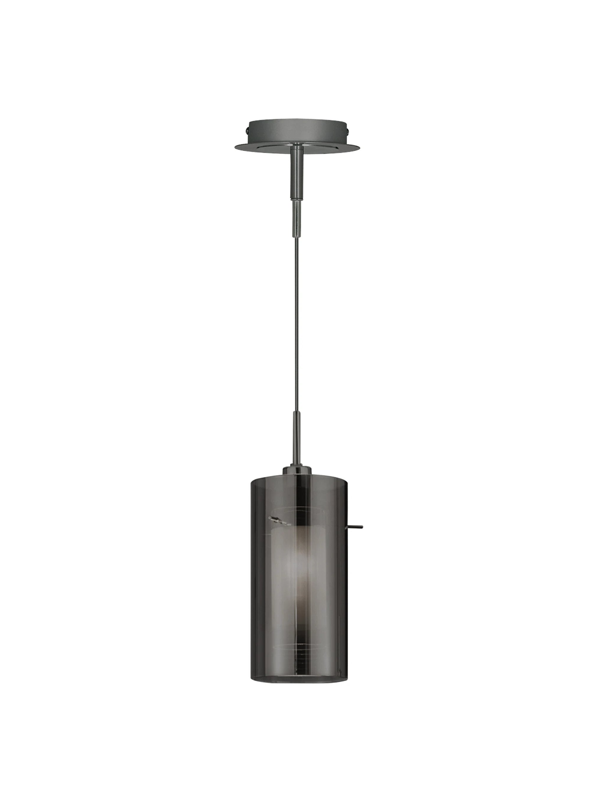 Hanglamp Duo II - Satin Silver & Smoked Glass by Searchlight