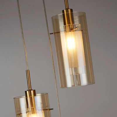 Hanglamp Duo III 3Lt getrapt - Bronze Metal & Champagne Glass by Searchlight