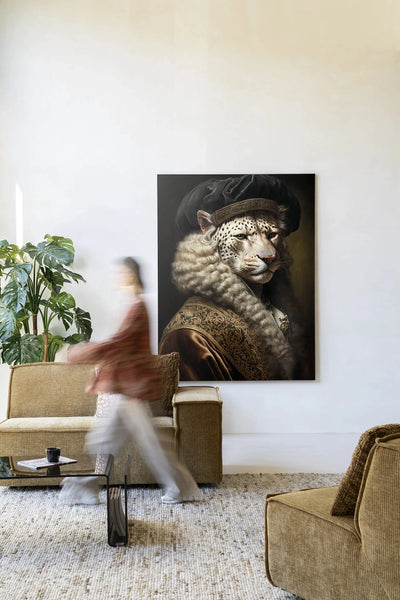 Snow Leopard - Moderne Wanddecoratie | Artprint, Glass Art & Wandkleed by Urban Cotton