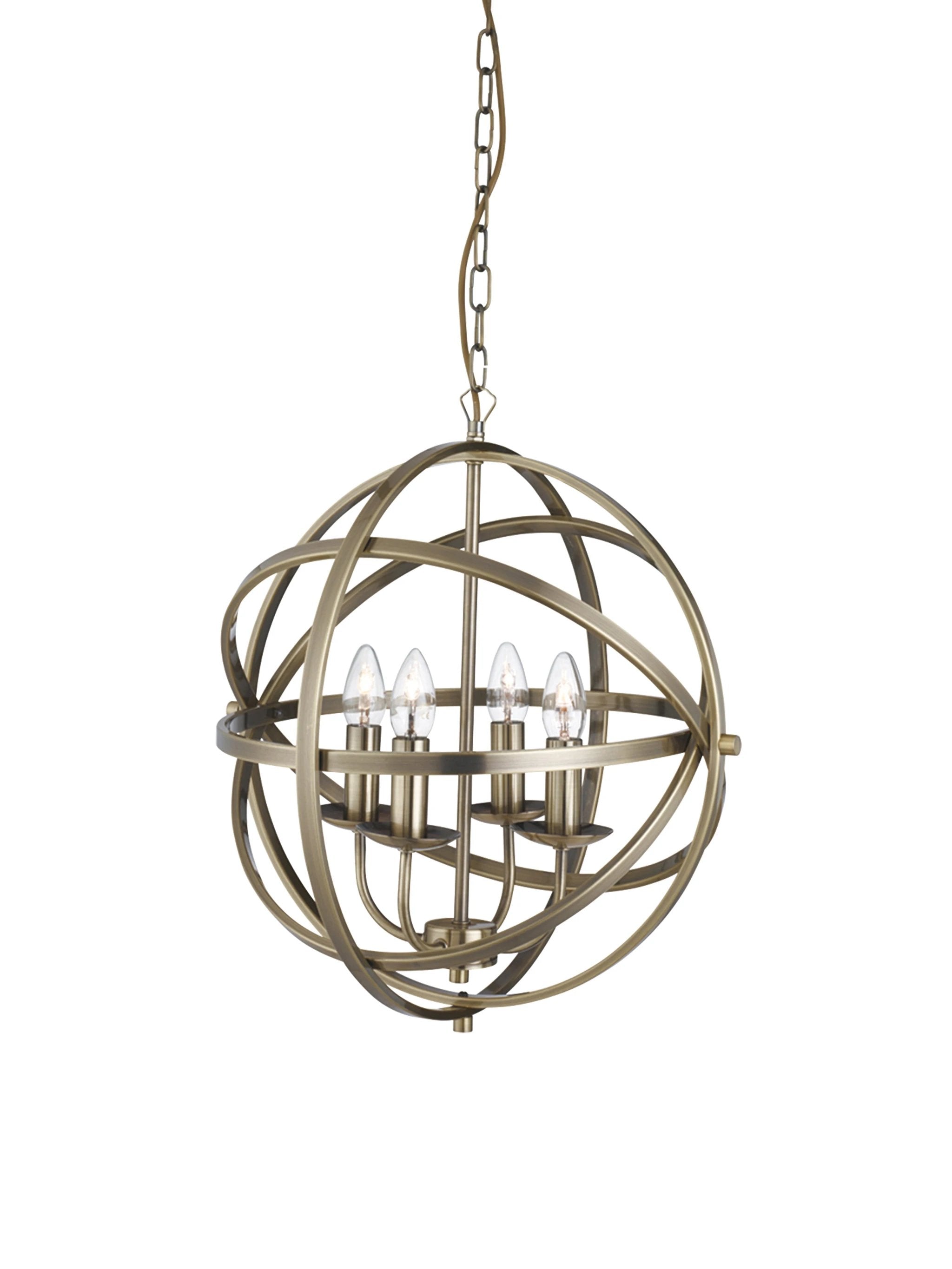 Hanglamp Orbit 4Lt Pendant Antique Brass Metal by Searchlight