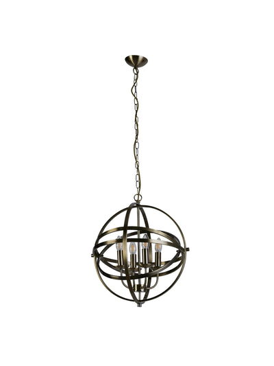 Hanglamp Orbit 4Lt Pendant Antique Brass Metal by Searchlight