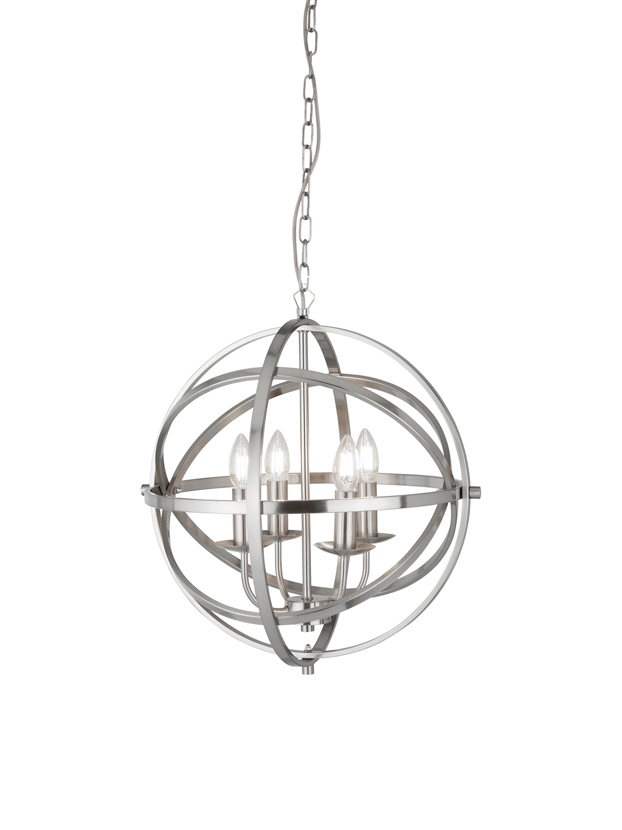 Hanglamp Orbit 4Lt Pendant Satin Silver Metal by Searchlight