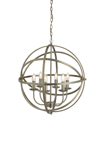 Hanglamp Orbit 6Lt Pendant Antique Brass Metal by Searchlight