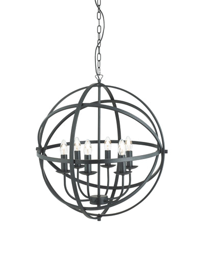 Hanglamp Orbit 6Lt Black Metal by Searchlight