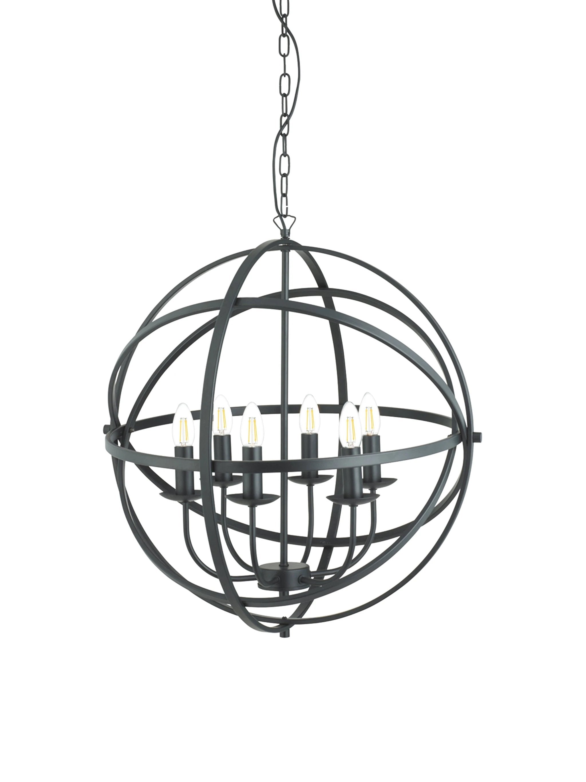 Hanglamp Orbit 6Lt Black Metal by Searchlight