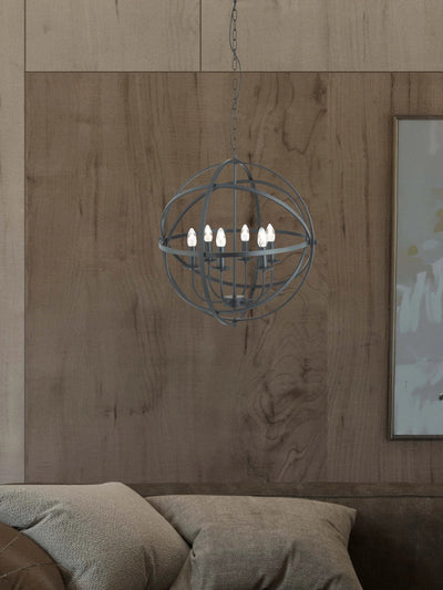 Hanglamp Orbit 6Lt Black Metal by Searchlight