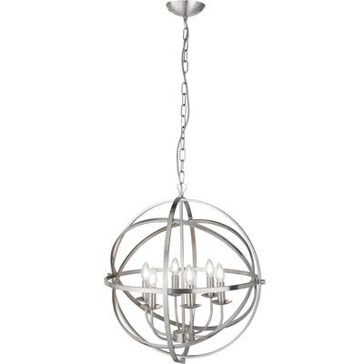 Hanglamp Orbit 6Lt Satin Silver Metal by Searchlight