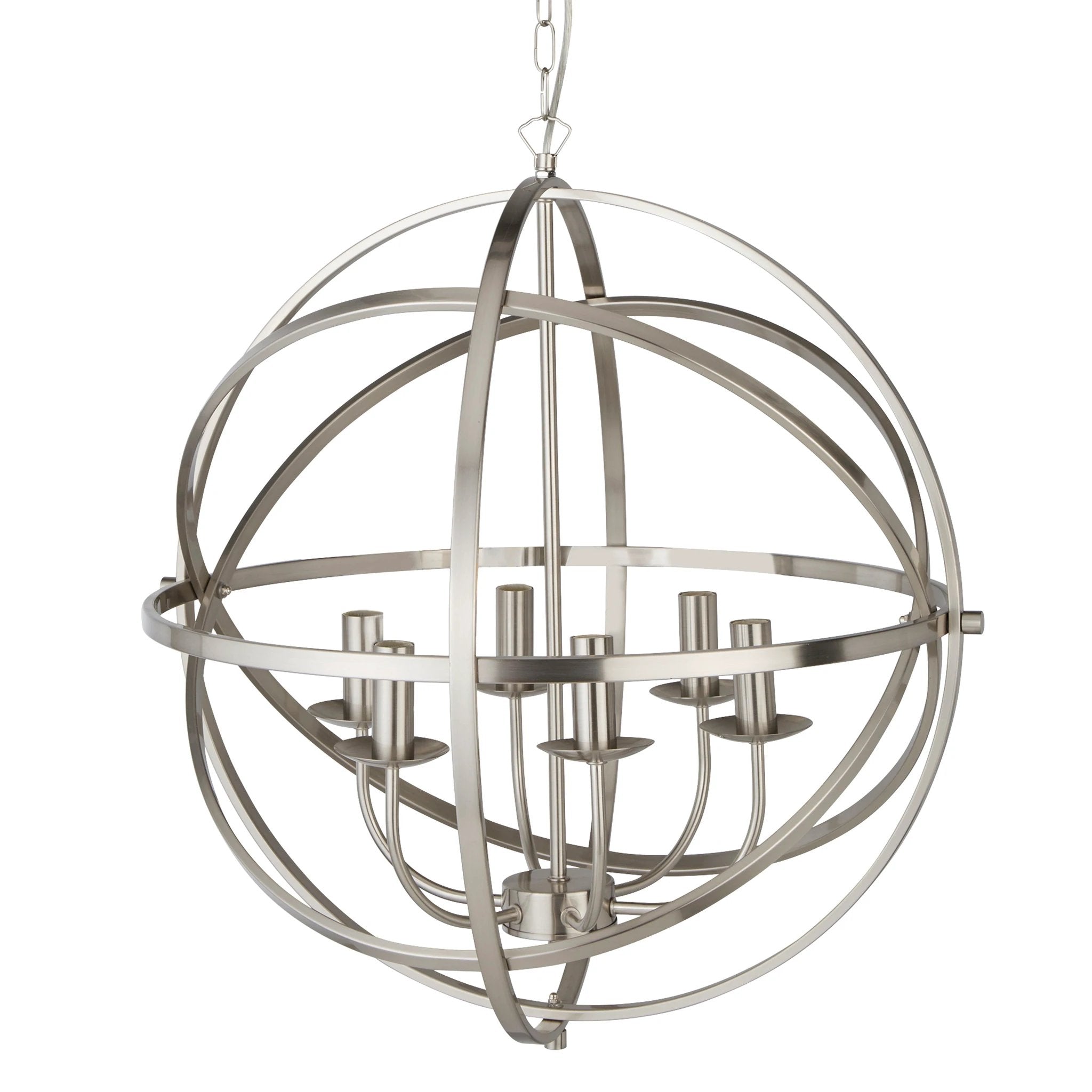 Hanglamp Orbit 6Lt Satin Silver Metal by Searchlight